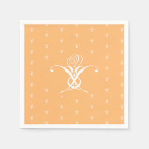 Peach Retro Weiße Geblüht Rose Serviette