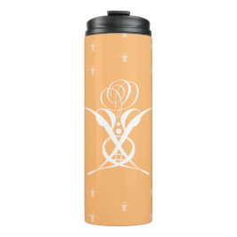 Peach Retro Weiße Geblüht Rose Thermosbecher