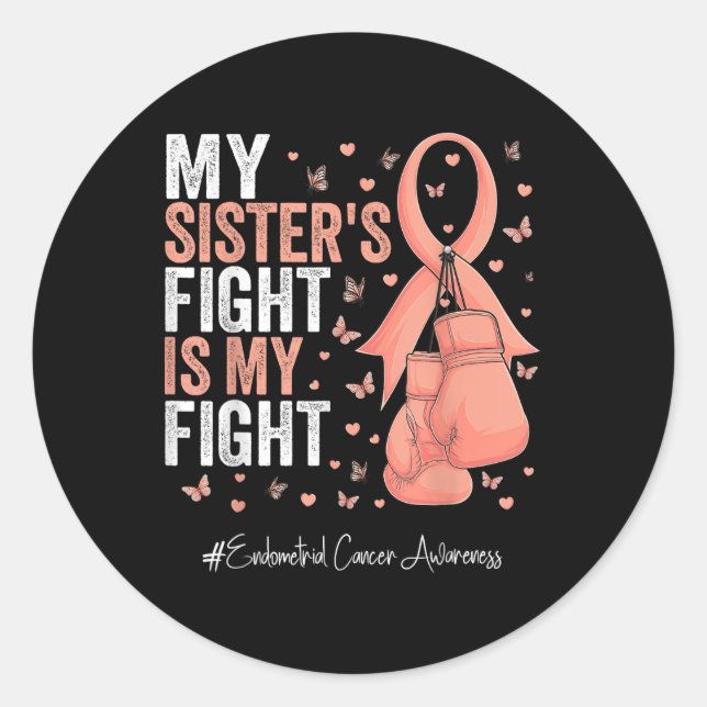 Peach Ribbon Schwester Endometrial Cancer Awarenes Runder Aufkleber (Vorderseite)