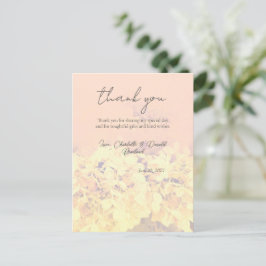 Peach Romantic Hydrangea Floral Wedding Postkarte