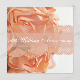Peach Rose and Lace Wedding Jubiläum Party Einladung
