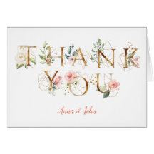 Peach rose Blanc Floral Alphabet Mariage Merci