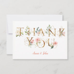 Peach rose Blanc Floral Alphabet Mariage Merci