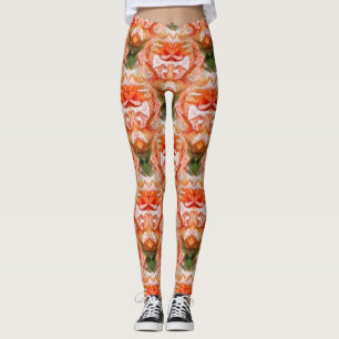 Peach Rose Blume Abstrakt Art Muster Leggings