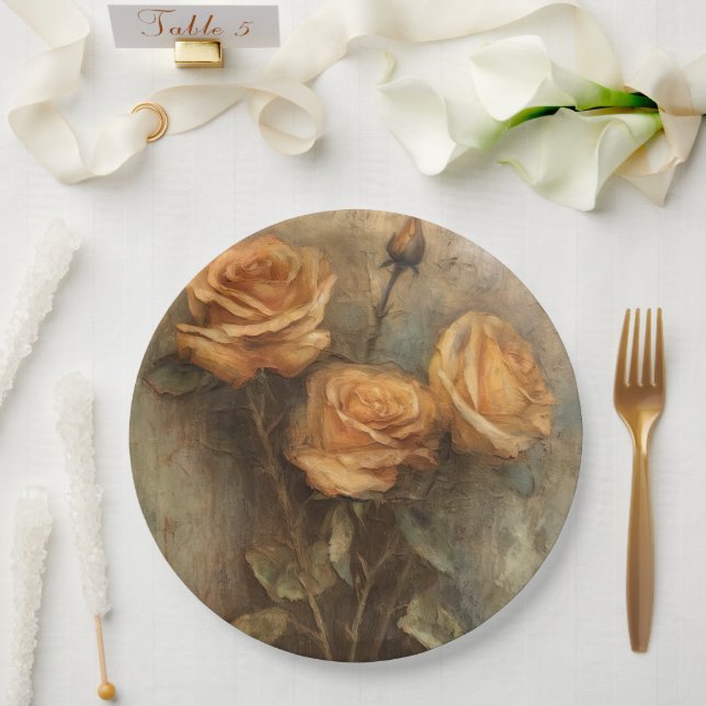 Peach Rose Blumenkohl Brautparty Pappteller (Hochzeit)