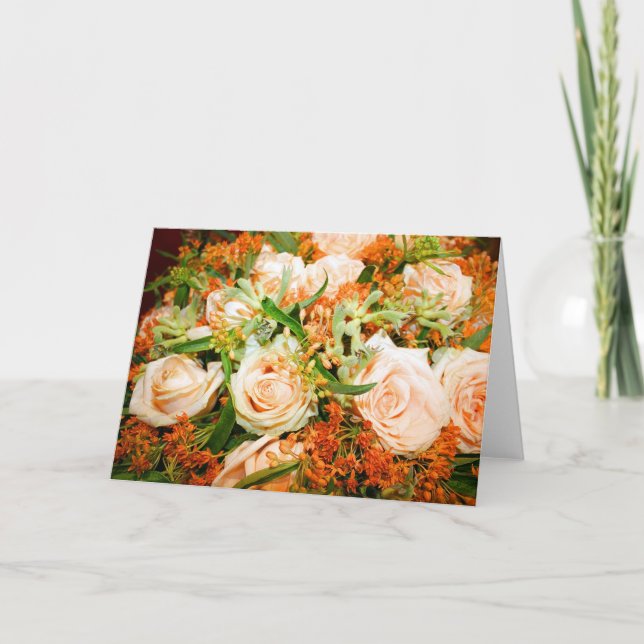 Peach Rose Bouquet Karte (Vorderseite)