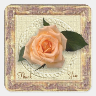 Peach Rose - Danke Square Sticker