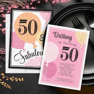 Peach rose Fabuleux 50 Invitation anniversaire