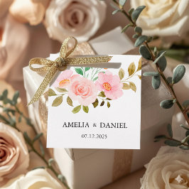 Peach Rose Floral Wedding Favor Tag Geschenkanhänger