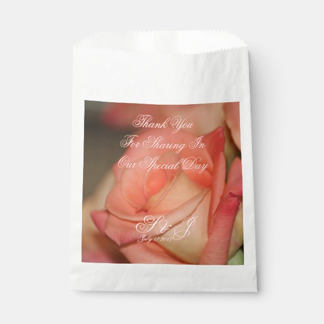 Peach Rose Gastgeschenk Hochzeit Bag Geschenktütchen (Vorderseite)