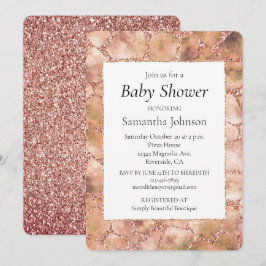 Peach Rose Glitzer Giraffe Drucken Einladung