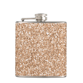 Peach Rose Gold Blush Glitzer Glitz Flachmann
