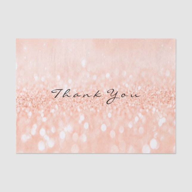 Peach Rose Gold Blush Glitzer Vielen Dank Seidenpapier (Vorderseite)