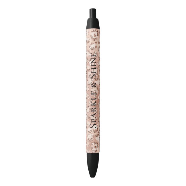 Peach Rose Gold Blush Pink Glitz Leopard Print Kugelschreiber (Vorderseite Vertikal)