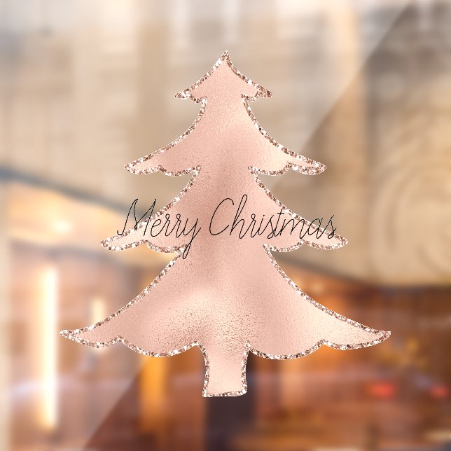 Peach Rose Gold Glitzer Weihnachtsbaum     Fensteraufkleber (Blatt 2)
