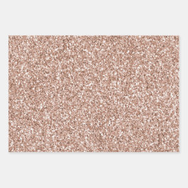 Peach Rose Gold Luxe Glitzer Geschenkpapier Set