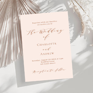 Peach Rose Gold Luxus formale Hochzeit Einladung