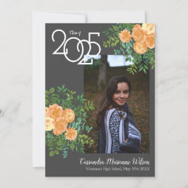 Peach Rose Gray Foto Abschluss Ankündigung