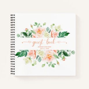 Peach Rose Greenerity Wedding Gästebuch Notizbuch