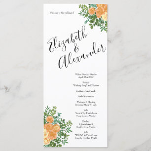 Peach Rose Hochzeit Vintag Menükarte