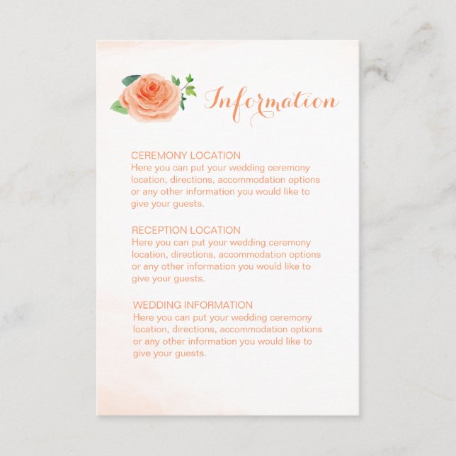 Peach-Rose Hochzeitsinformationskarten Begleitkarte (Vorderseite)