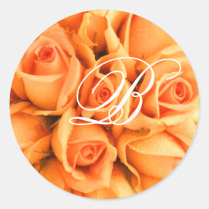 Peach-Rose Hochzeitstickervorlage Runder Aufkleber