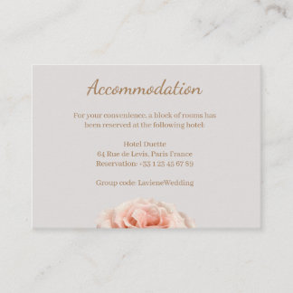 Peach Rose Hochzeitsübernachtungskarte Begleitkarte