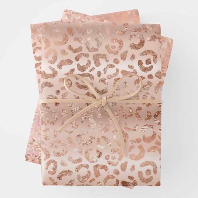 Peach Rose Leopard Geschenkpapier Set (Beispiel)