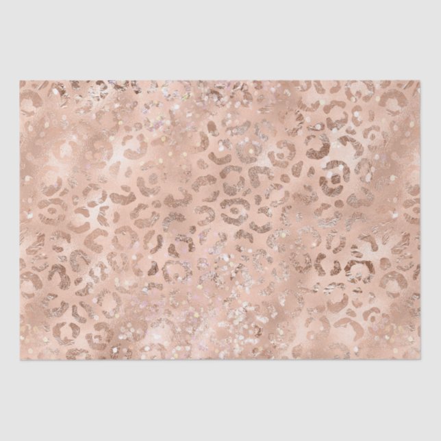 Peach Rose Leopard Glitz Seidenpapier (Vorderseite)