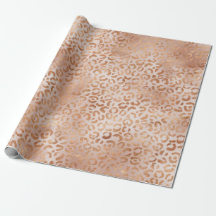 Peach Rose Leopard Print Geschenkpapier