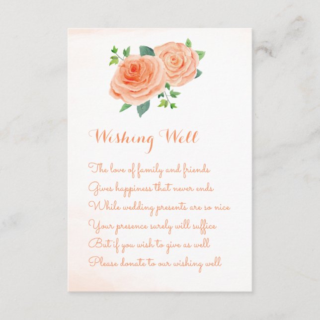 Peach Rose Mariage Envie de cartes de puits (Devant)