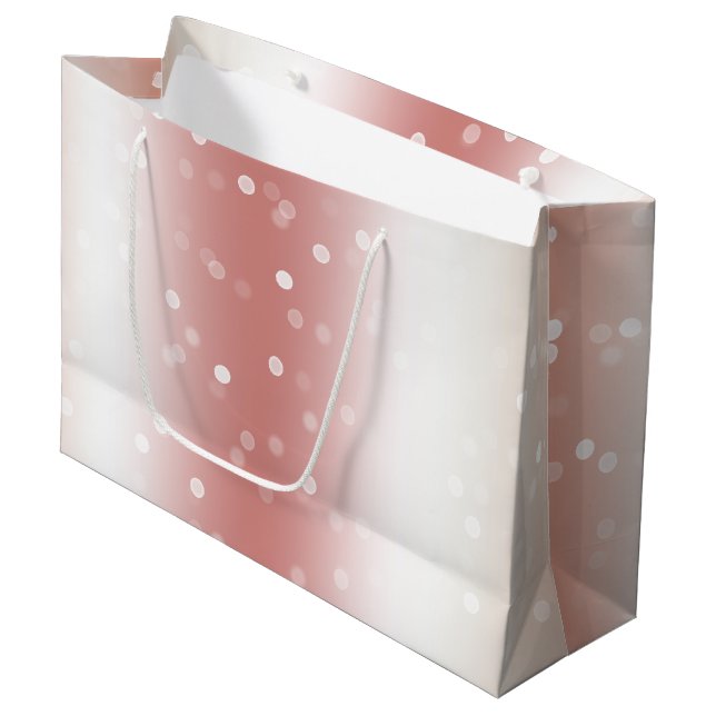 Peach Rose Ombre Gold Christmas Große Geschenktüte (Vorderseite Schrägansicht)