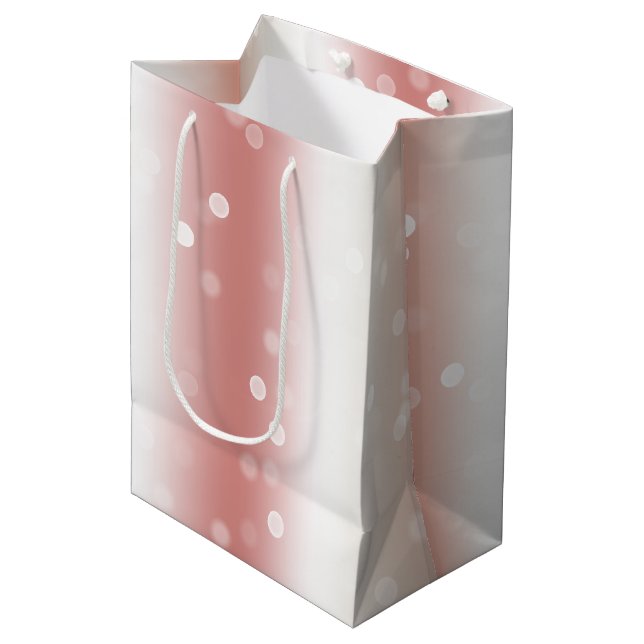 Peach Rose Ombre Gold Christmas Mittlere Geschenktüte (Vorderseite Schrägansicht)