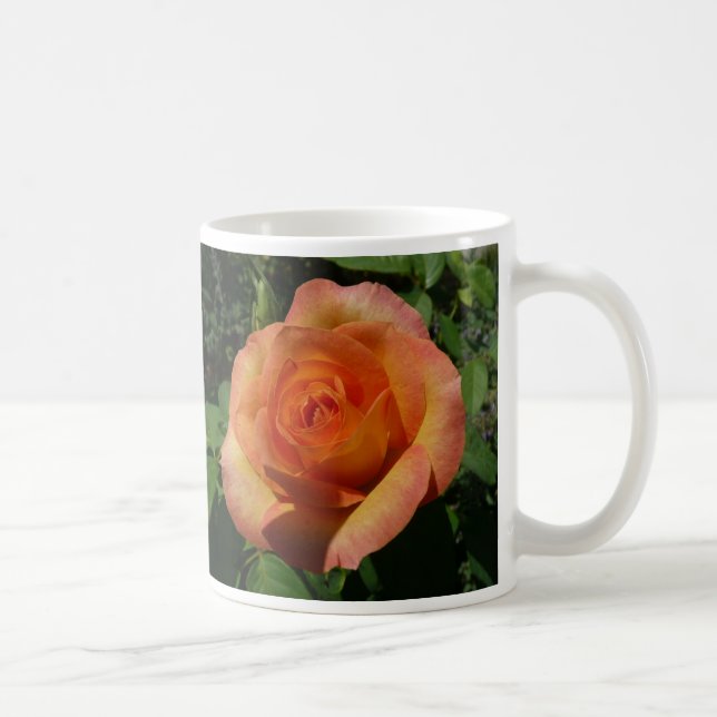 Peach Rose Orange Floral Fotografie Kaffeetasse (Rechts)