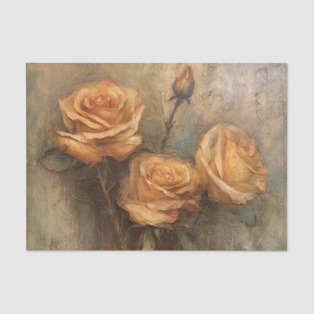 Peach Rose Romantische Blüte Seidenpapier (Vorderseite)