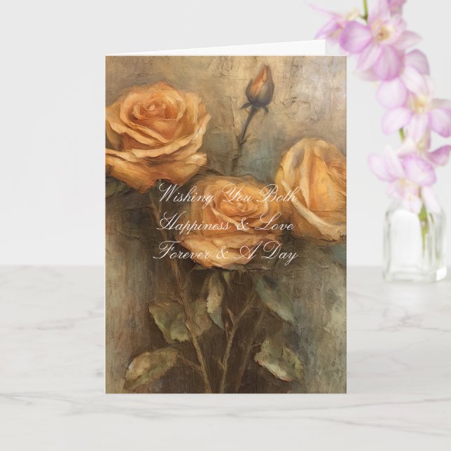 Peach Rose Romantische Hochzeitflora Karte (Orchidee)