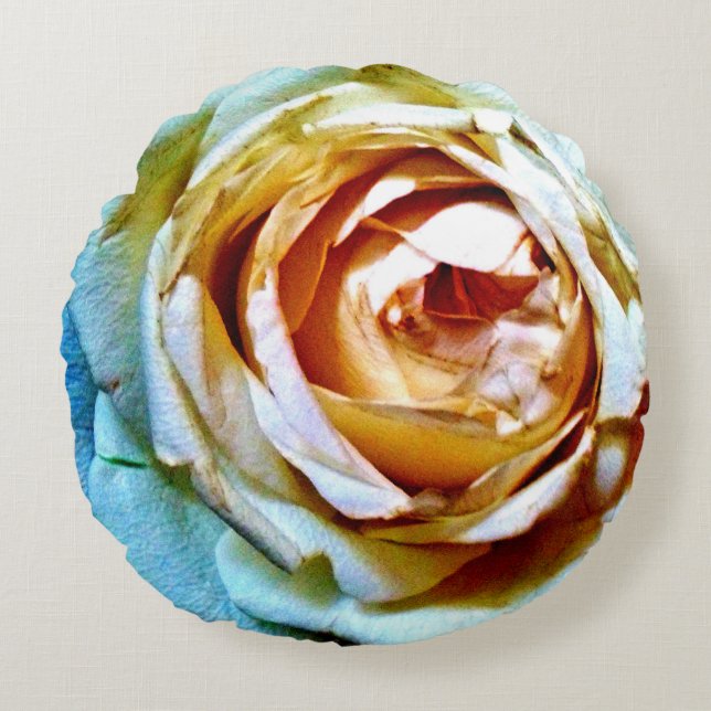Peach-Rose Rundes Kissen (Vorderseite)