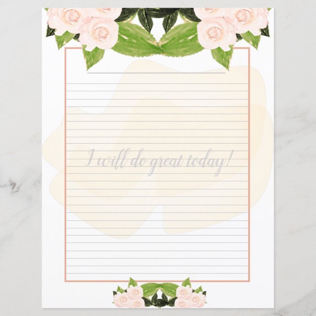 Peach-Rose Schriftpapier mit Blumenpfropfen (Vorderseite)