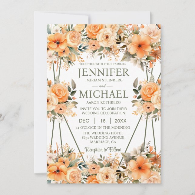 Peach Rose Sommerfrühlingssommer Einladungen (Vorderseite)