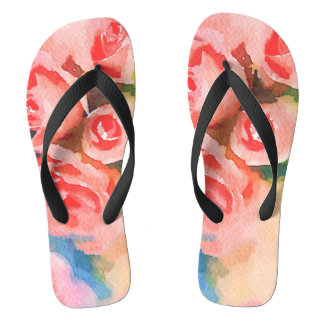 Peach Rose Wasserfarben Ladys Flip Flops