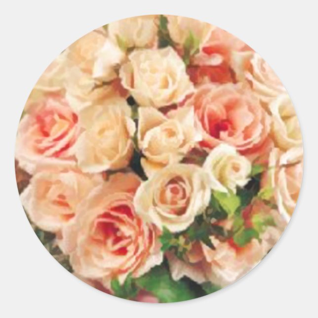 Peach Rose Wedding Bouquet Stickers (Vorderseite)
