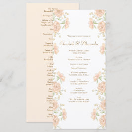 Peach Rose Wedding Programs Menükarte