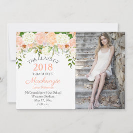 Peach Rose White Hydrangeas Foto Abschluss Ankündigung