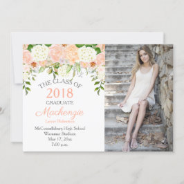 Peach Rose White Hydrangeas Foto Abschluss Ankündigung
