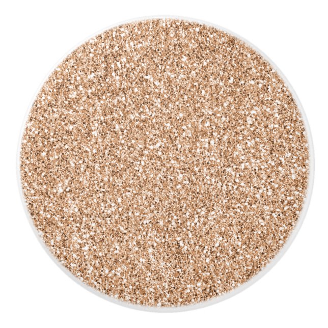Peach Rosen Blush Gold Glitzer  Keramikknauf (Vorderseite)