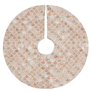 Peach Rosen Blush Gold Glitzer Mermaid Polyester Weihnachtsbaumdecke