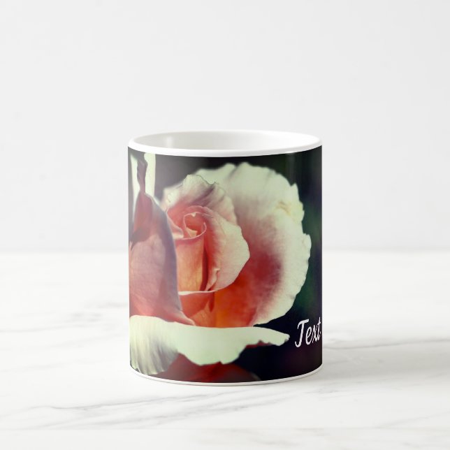 Peach Rosenknospe Blumen Personalisiert Kaffeetasse (Mittel)