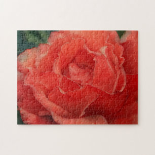 Peach Rote Rose Blume Art Puzzle
