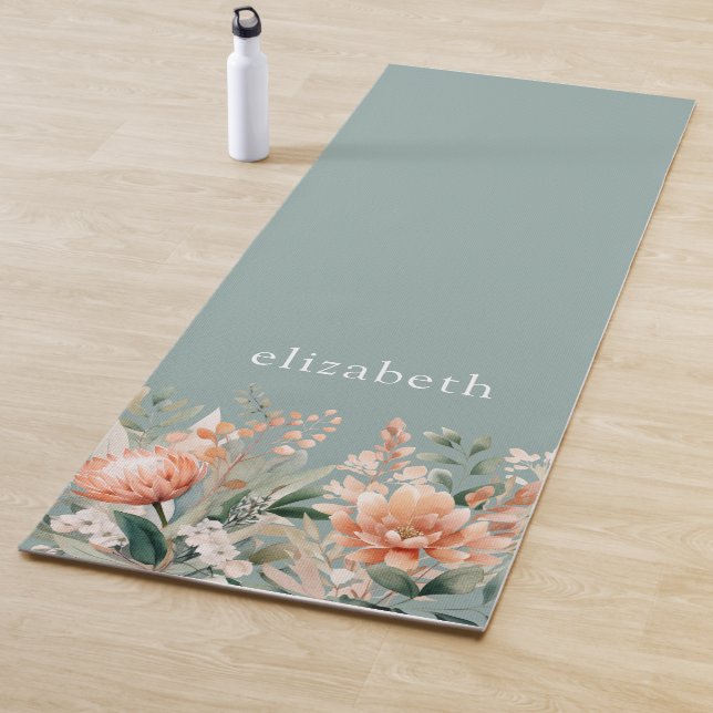 Peach Sage Green Boho Wasserfarben Yogamatte (Beispiel)