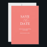 Peach Save The Date Invitation<br><div class="desc">Announce your engagement with this minimal save the date card. It features a mix of classic and script typography in white over a solid peach background. Use the template fields to personalize with your name and wedding date. Even customize the colors to suit your desired wedding theme. Choose from a...</div>